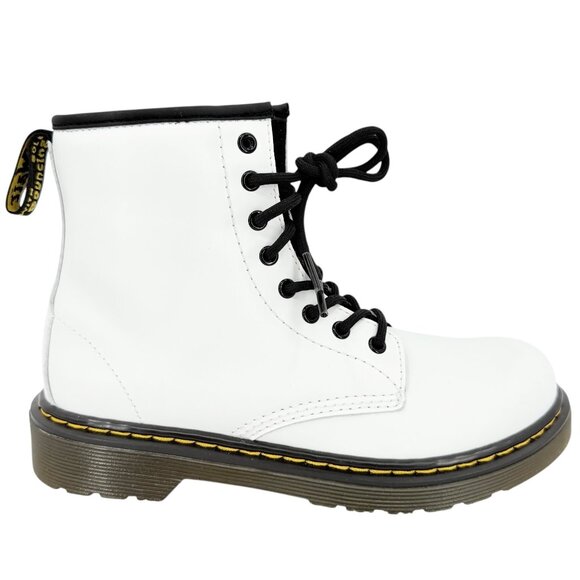 Dr. Martens Girls White Leather Boots Size 3 US With Zipper & Lace Closure NWOB - Picture 1 of 12